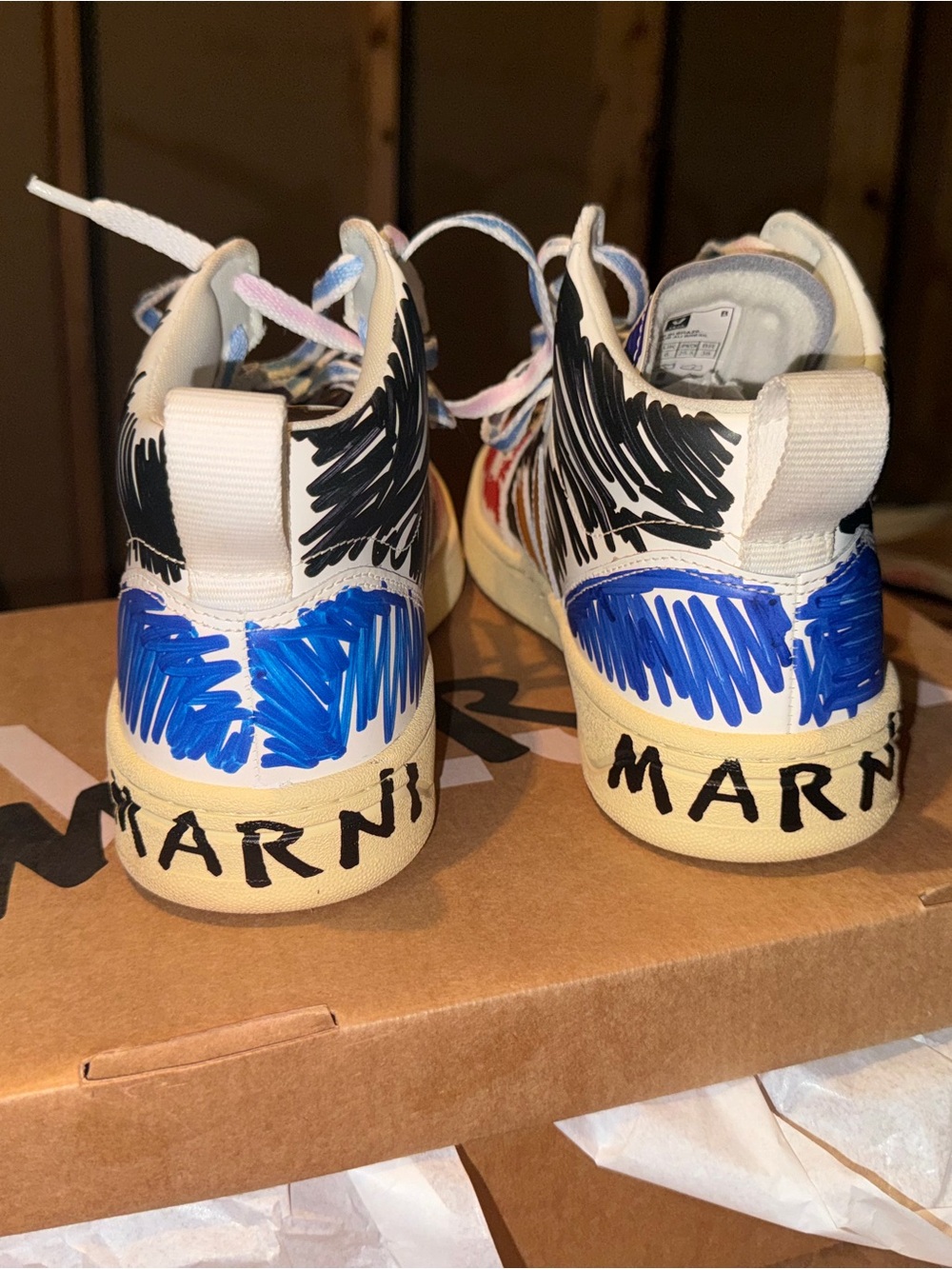 Marni x Veja collab scribble sneakers